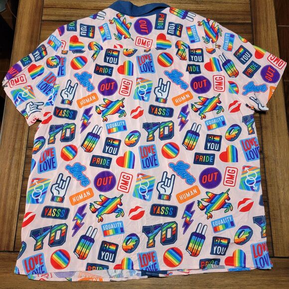 Trinity Collective SS Pink Full Button Up LGBTQ+ Unisex Shirt - Size XXL - Picture 3 of 6